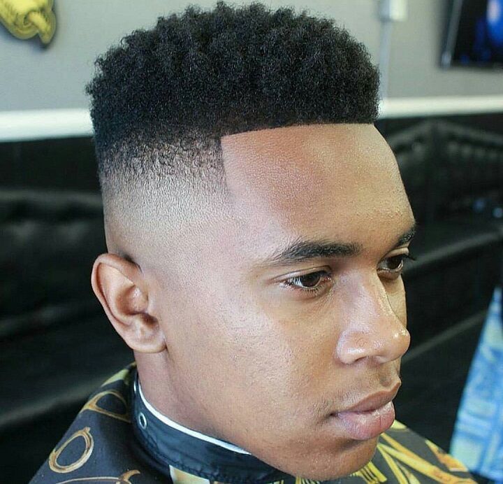 Retro Afro Box Cut High Top And Fade Men's Hairstyle