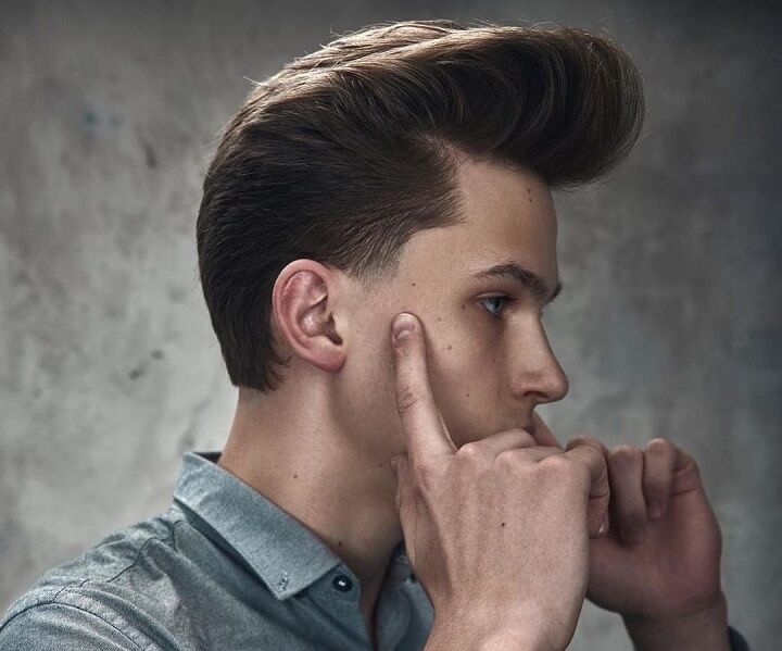 KieronTheBarber Skin Faded Side Part Pompadour | Side part pompadour, Mens  hairstyles, Haircuts for men